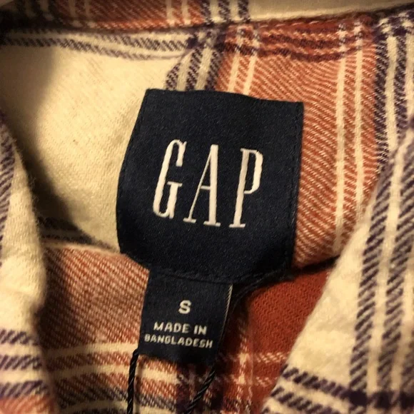 NWT Gap Birch Dana Plaid Button Up I Pocket Shirt Striped - Picture 3 of 5